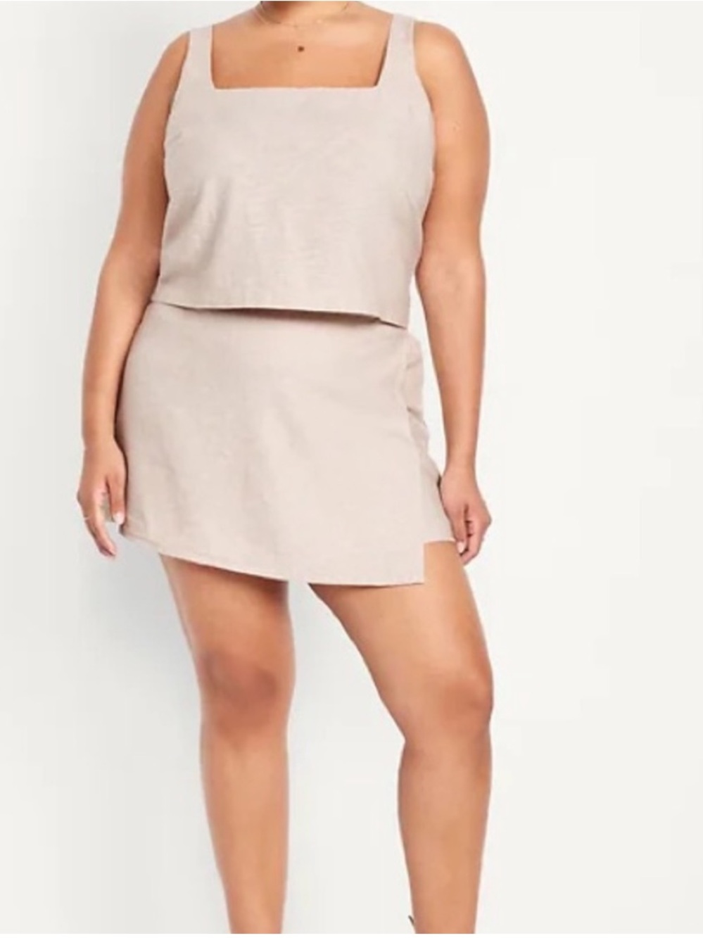 OLD NAVY NWT Linen Blend Skort Tan XL Coastal Beach Casual Travel Euro‎ Summer